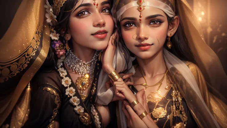 lord krishna and goddess radha radhe krishna 8k ultra hd wallpaper realistic face girl and boy devotional traditional