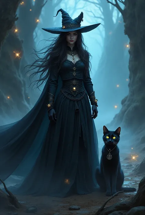 Graphic of my photo as a witch with a cat