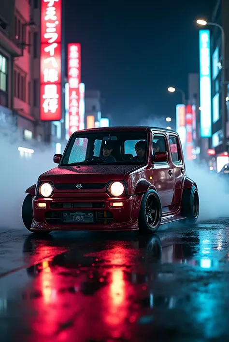 can u create a nissan cube with bodykit in midnight club japan making drifts with the engine that came out of the vehicle and smoking wheels and neons