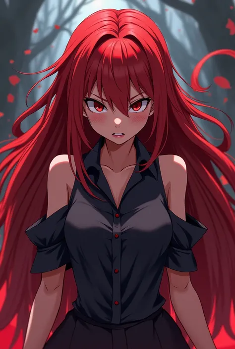 Anime, Witch, Smuggy Face, Angry, One girl, Red haired, Arrogant, Demanding face, not soft face, very angry