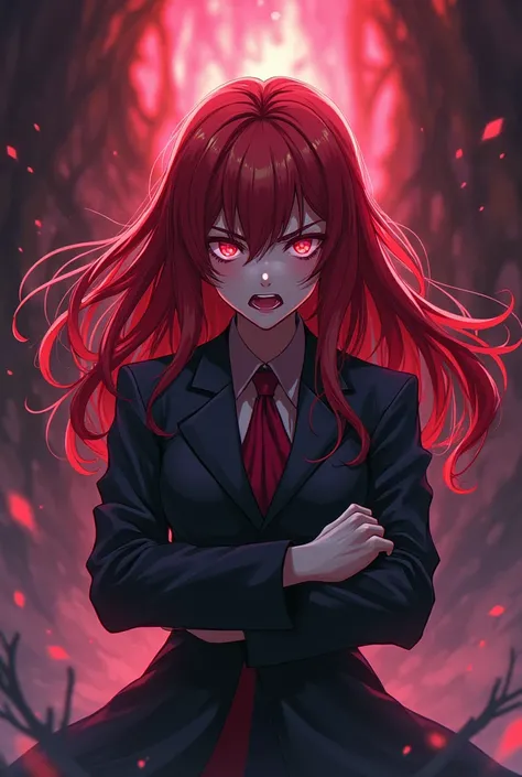 Anime, Witch, Smuggy Face, Angry, One girl, Red haired, Arrogant, Demanding face, not soft face, very angry