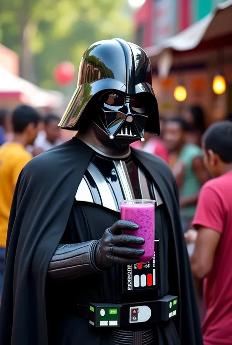 Darth Vader drinking an açaí at the fair in Belém do Pará 