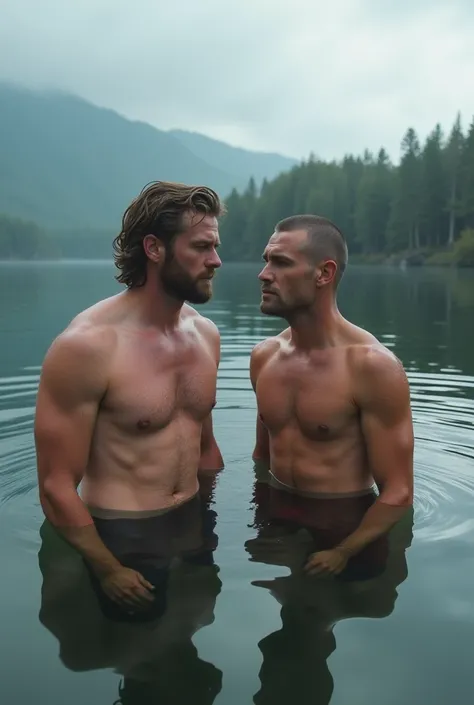 Chris hemswort and Henry cavil get naked in a lake in Russia Hot hot hot asshole