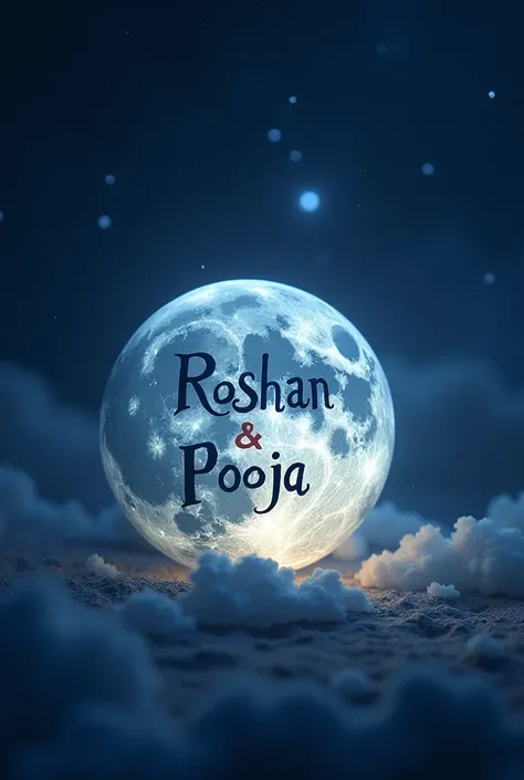 Roshan and Pooja name on moon in night bright name 
