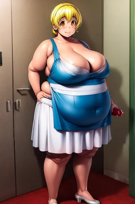 jpnidol, 1girl in, masutepiece, high quality, looking at viewer,bbw、huge-breasted、entranceway、wearing an apron、meeting、house wif...