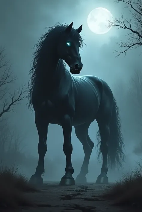 A scary black horse