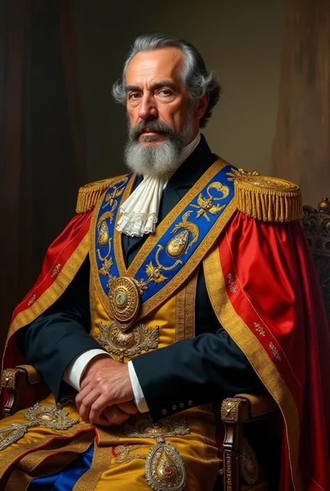 image of the Venezuelan general of independence, Jose Antonio Paez, with beard, Mason&#39;s dress with the 33rd degree of the Ancient and Accepted Scottish Rite
