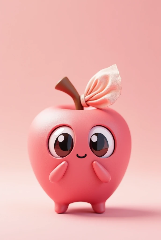 pink apple with eyes and bow