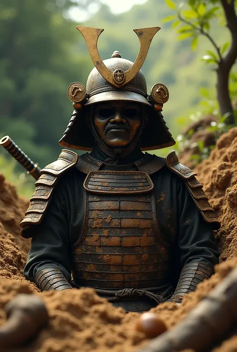 Excavation of samurai clothing buried under dirt