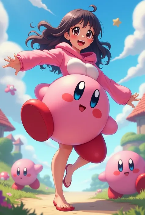 Anime adult girl in Kirby suit 