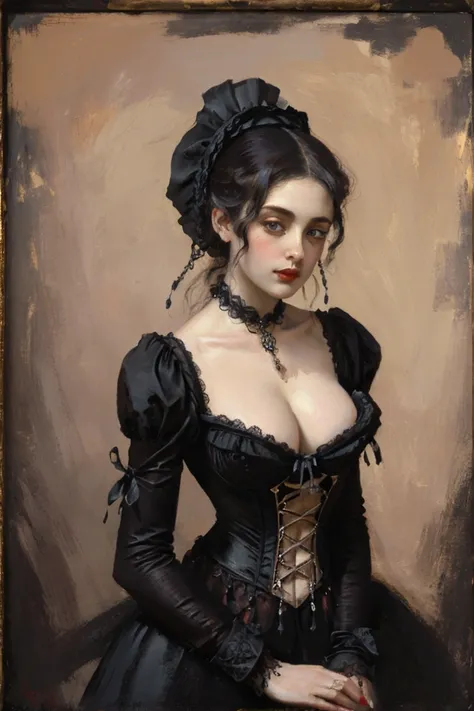 Oil painting of Sexy victorian gothic lady 