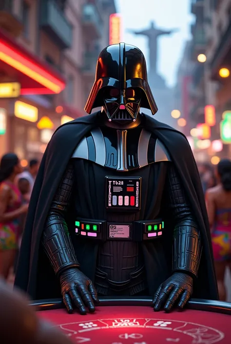 Darth Vader placing a bet on the animal game in the city of Rio de Janeiro 