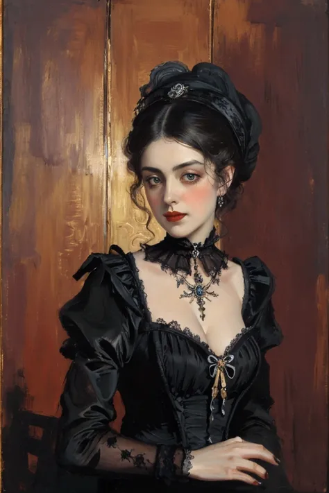 Oil painting of Sexy victorian gothic lady 