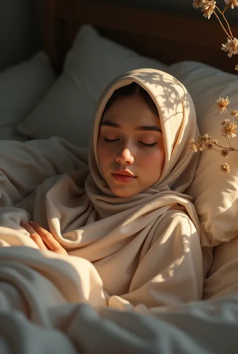 Women hijab beauty, in bed