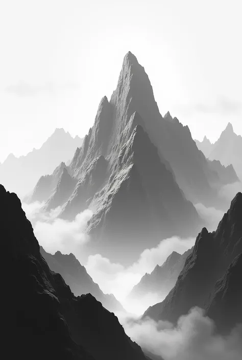 Make me a nice black and white 2D mountain landscape