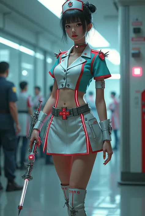 Generate nurse outfit for events in a gun game based on gun syringes 