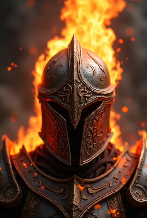 flaming knight helmet