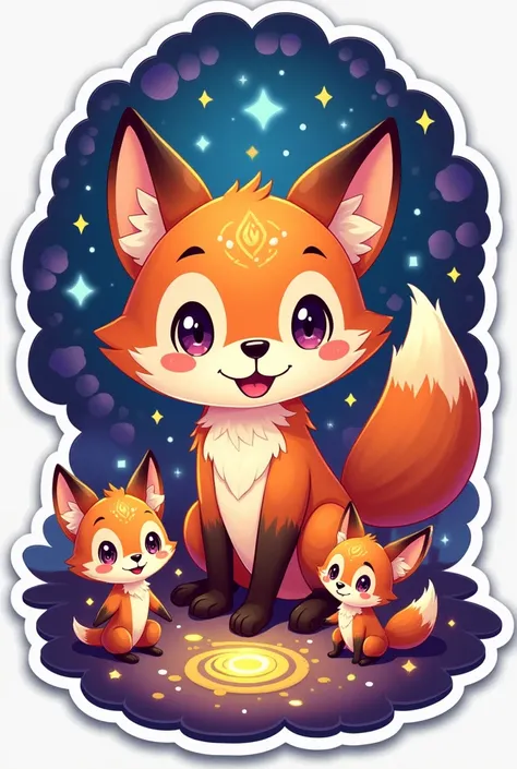 Create a sticker of foxnuts which says magical foxnuts eat magical