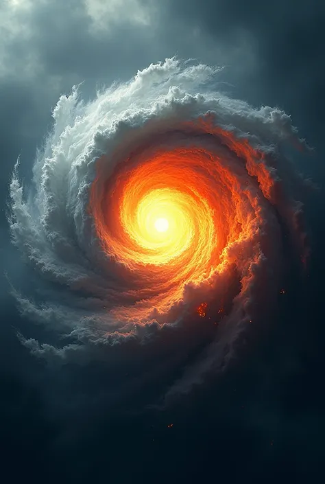 Agency logo with an image of a hurricane starting out normal and ending up on fire🔥