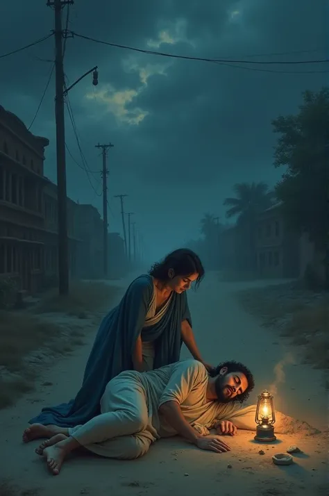 Upagupta the disciple of Buddha is asleep on dusty road of Mathura without any pillow or any other amenities in 3rd Century BC at a stormy night and a young woman falls over the chest of Upagupta ,waking him up . She is dressed in blue mantle and has a old...