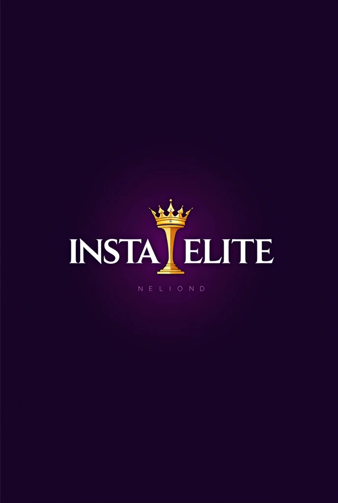 Make a logo with the name instaElite with a crown on top of the letter, purple colors
