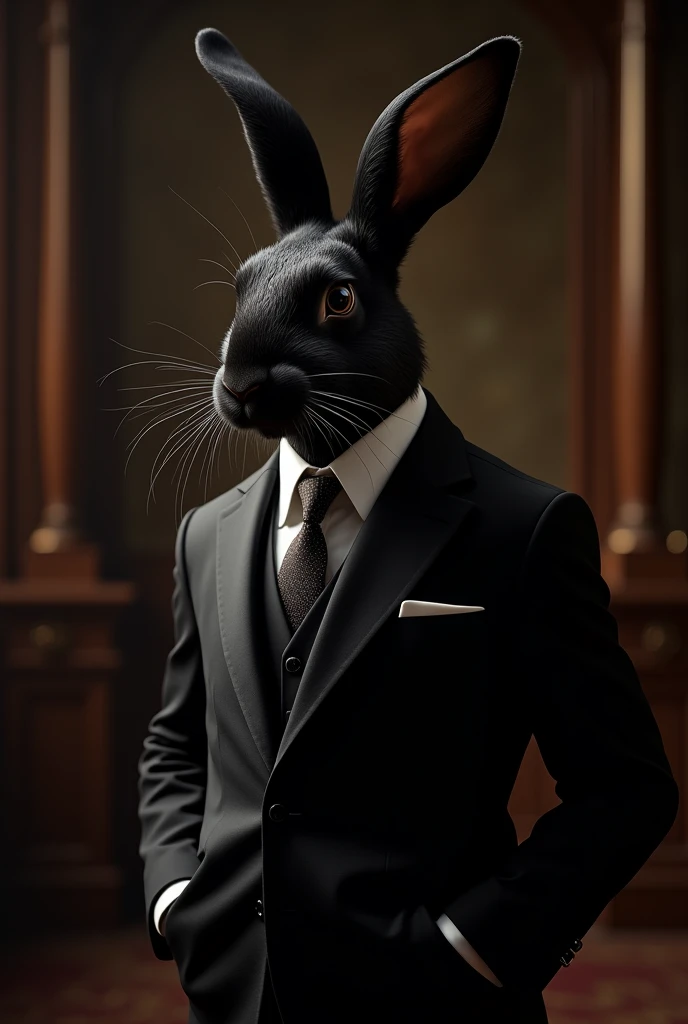 Black rabbit elegant suit