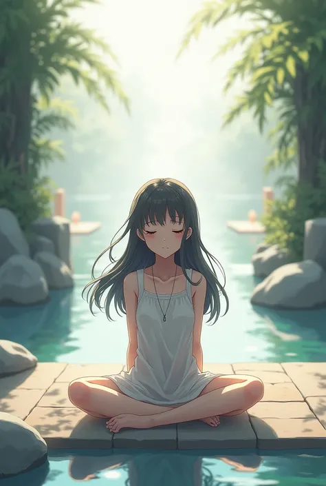 Meditating anime girl 