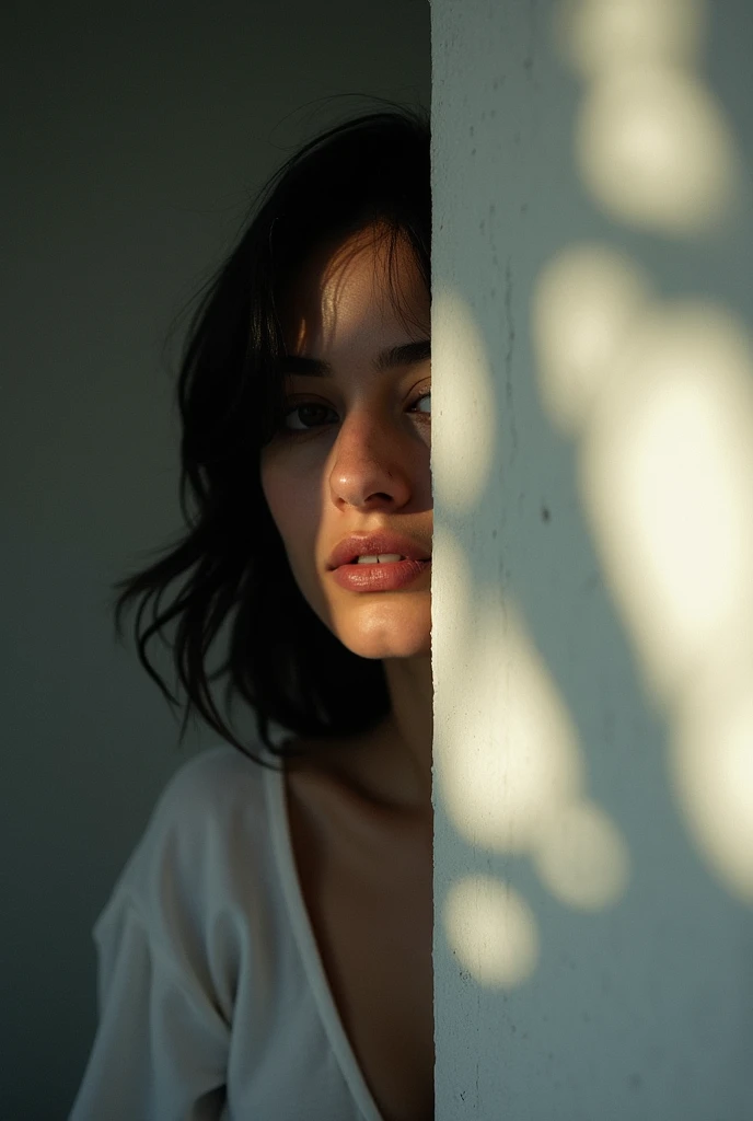 vintage photography,white wall,minimalistic,shadow patterns,close-up shot,eye-level angle,soft lighting,centered framing,suburbs,High Contrast,beautiful dynamic dramatic dark moody lighting,shot on Olympus PEN-F with M.Zuiko 17mm f-1.8,photo by Marta Bevac...