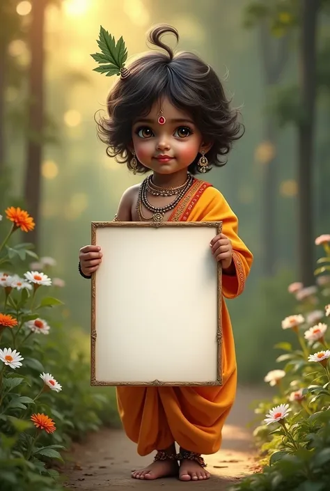 Little Krishna with blank poster 