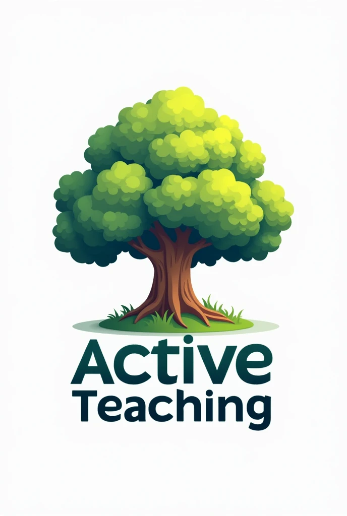 Create a logo for YouTube channel with 3D tree symbol and name "Active Teaching"