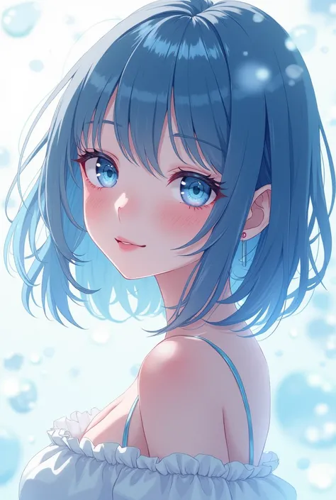  cute anime, with an icy look and a slight smile. PNG without background