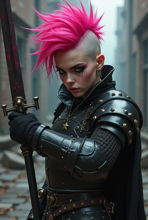 Knight pink  hair punk emo