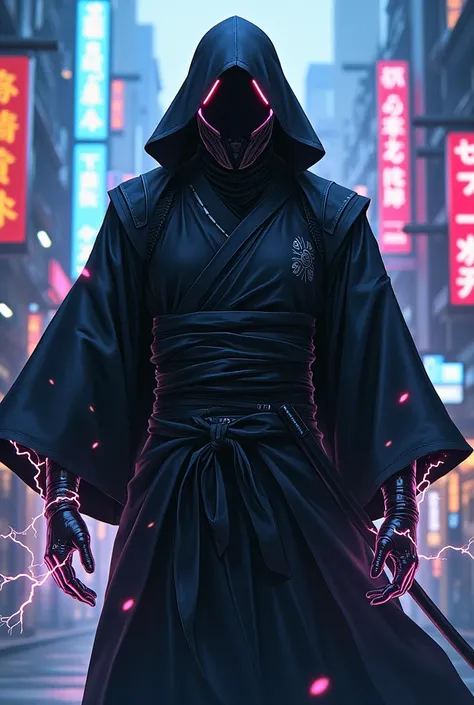 shadow knight  helmet with kimono and electric gloves anime