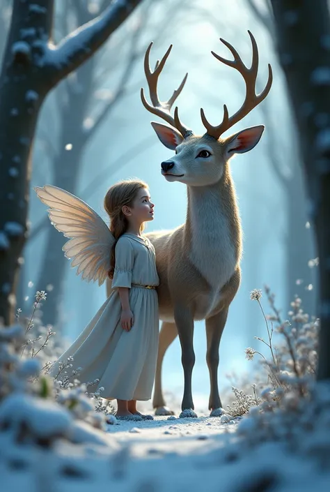 The girl with the deer from the fairy tale The Snow Queen