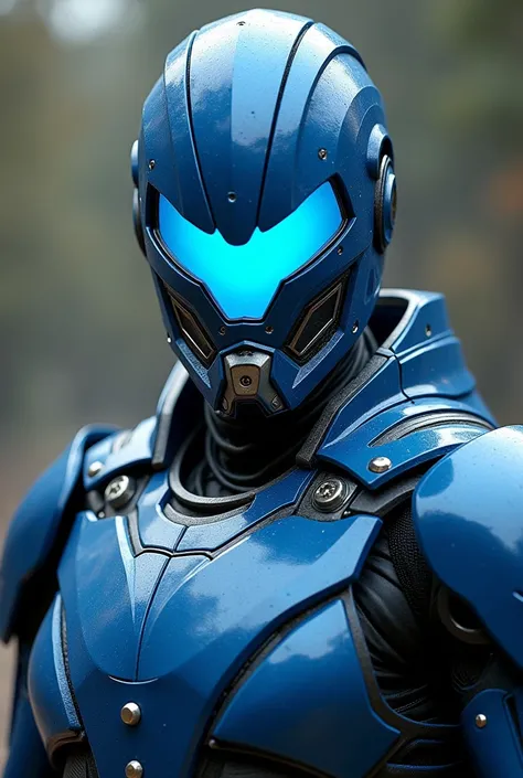 Generate a helmet from a suit of "heroi" that uses suit water as its main "missiles" that his helmet is blue and that he has a sharp and angry cyan visor, that he has a water respirator in the mouth part of the suit