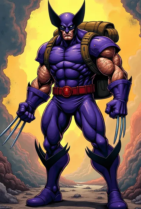 wolverine comic purple with backpack
