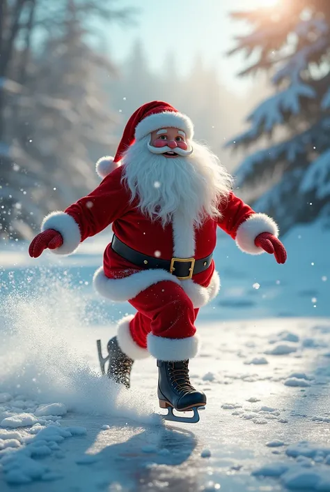 Santa Claus on skates 
