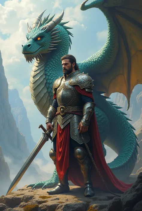 Epic warrior with a Dragon