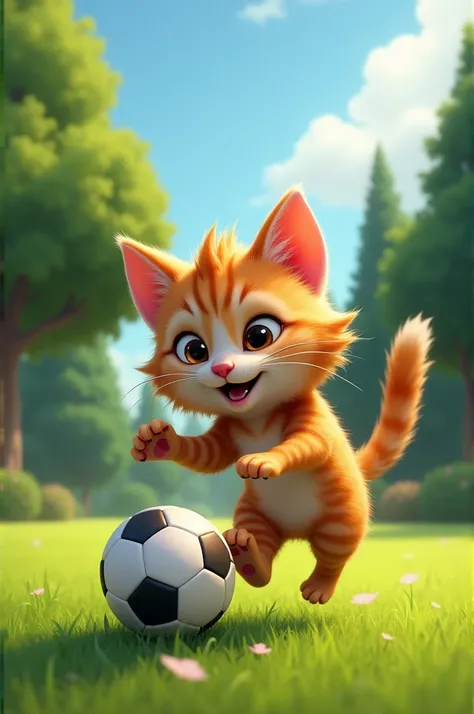 Cat playing football 