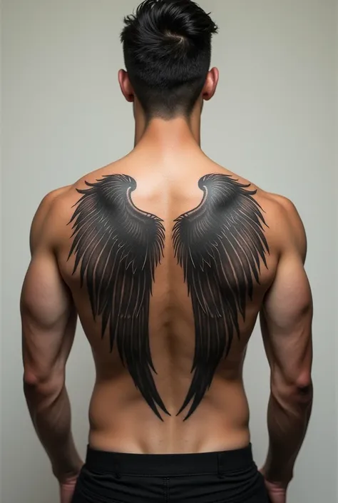 Wings tattoo on the back
