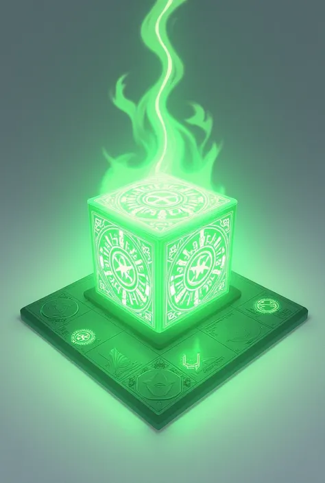 Enchanted hexagon spell magic with sign magic for game square green no people background white anime style
