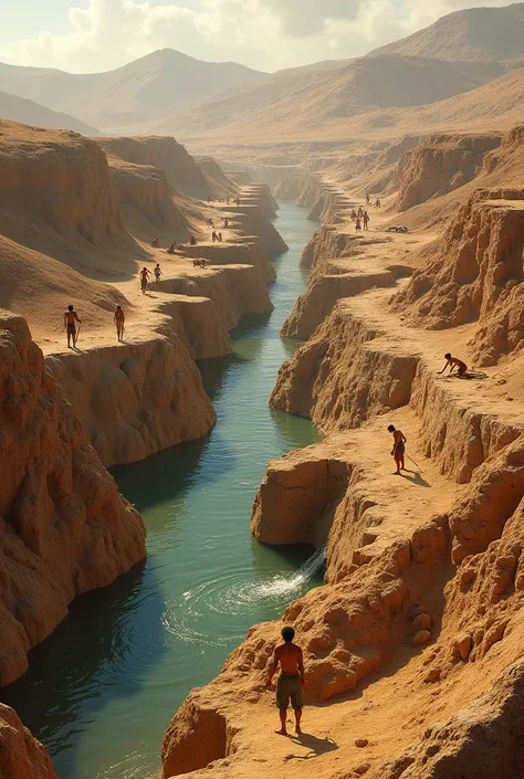 People from Caral building irrigation systems