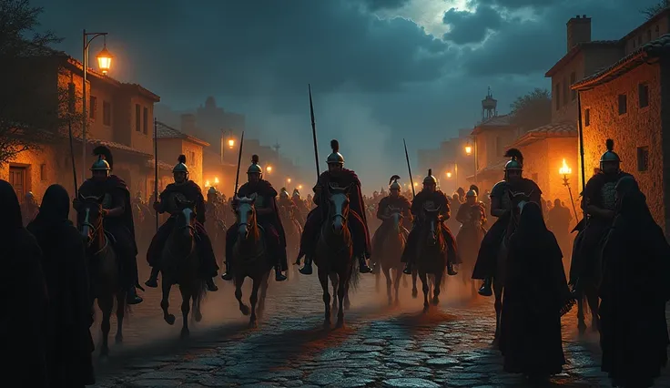 biblical history,
Roman soldiers arriving on horseback in Belem at night, to catch all the babies that were born