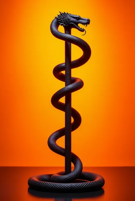  Black Rod of Asclepius with orange background 
