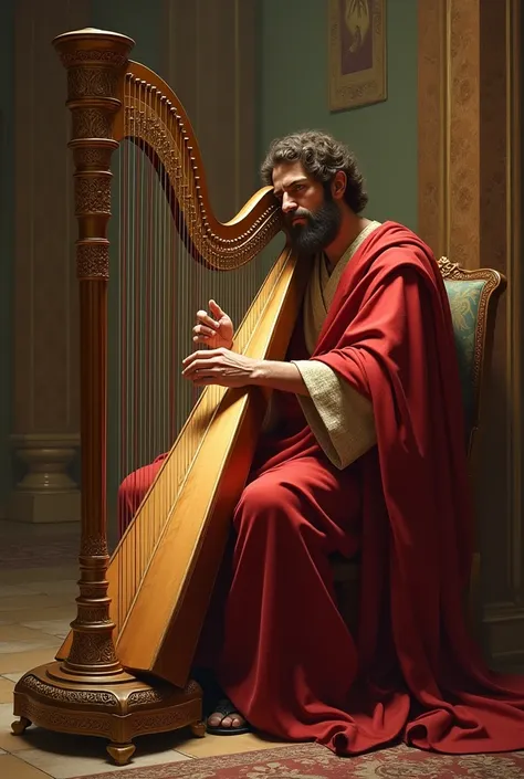 KING DAVID PLAYING THE HARP