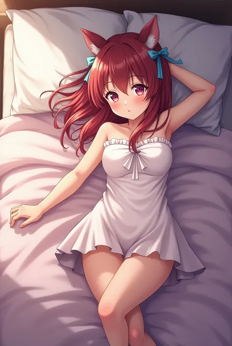 Anime girl , lying a bed , boy , fucking
