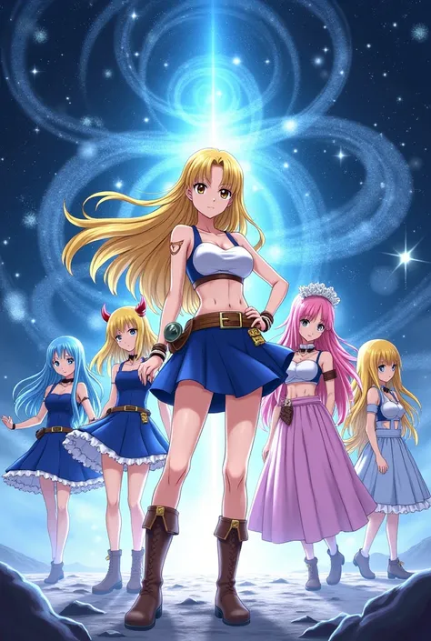 Lucy from fairy tail with all the celestial spirits 