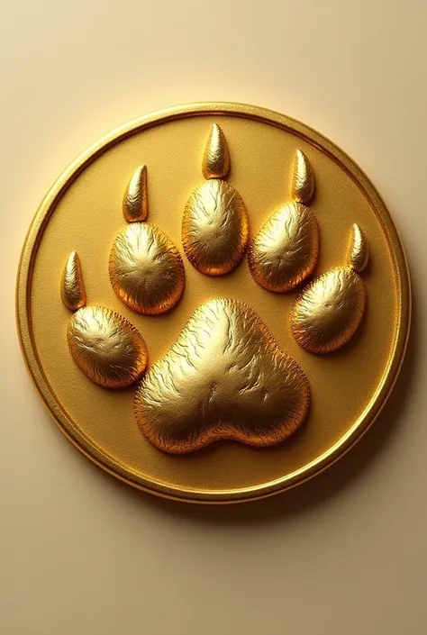 Gold coin with a cat&#39;s paw engraving
