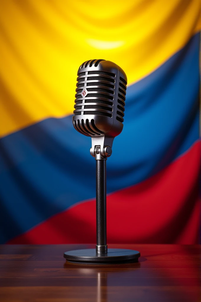 Create a Colombian flag with a microphone 