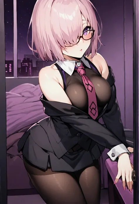 nsfw,masterpiece,highest quality,high resolution,very detailed,mash kyrielight\(fate/grandorder\),short hair,purple eyes,pink ha...